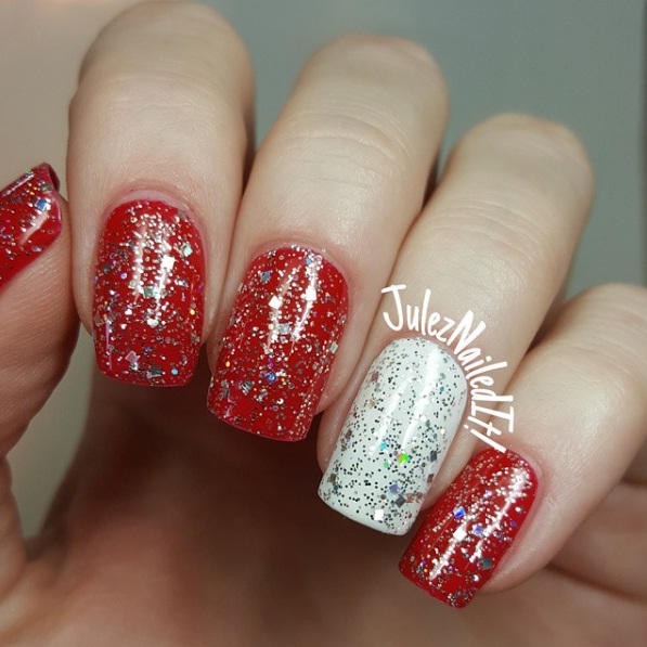 RED AND WHITE NAILS