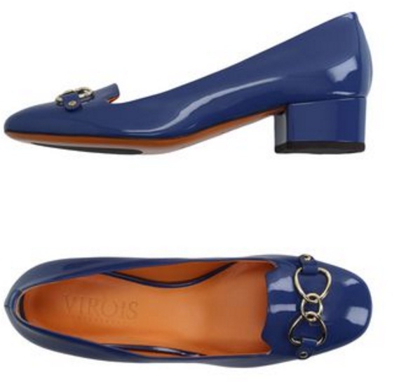 blue leather pumps