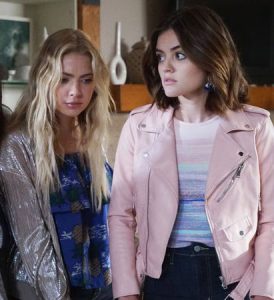 Steal Lucy Hale's Pink Leather Jacket 